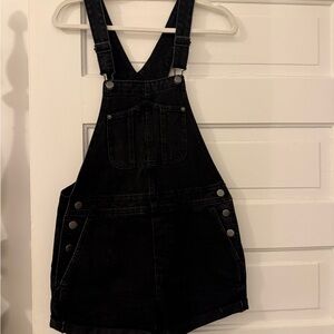 Old Navy Black Denim Short Overalls